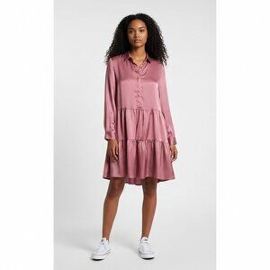 NWT Young Fabulous & Broke Satin Tiered Long Sleeve Dress size Small